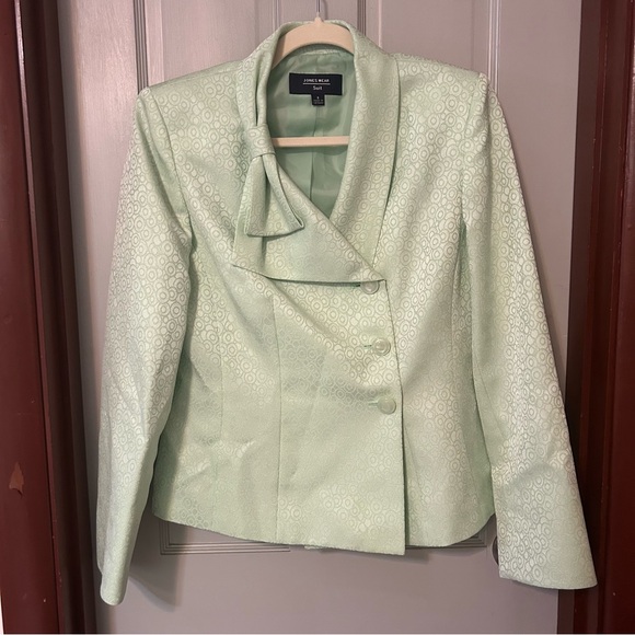 Jackets & Blazers - Ice Mint Green Patterned Fabric Blazer Bow Jones Wear Size 8